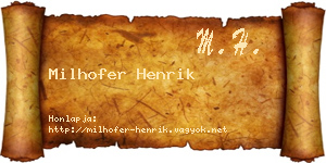 Milhofer Henrik névjegykártya